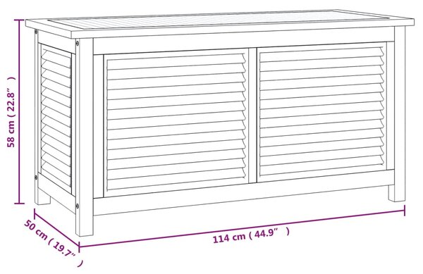 VidaXL Μπαούλο Αποθήκευσης Κήπου με Τσάντα 114x50x58εκ Μασίφ Ξύλο Teak