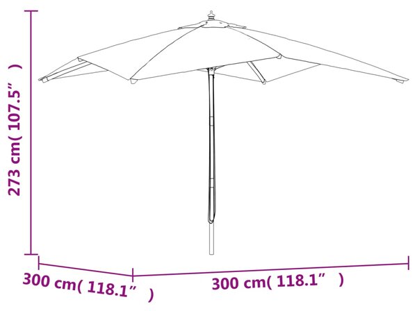 VidaXL Ομπρέλα Κήπου με Ξύλινο Ιστό Χρ. Άμμου 300 x 300 x 273 εκ