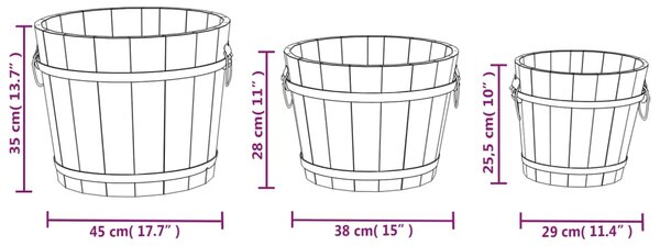 VidaXL Ζαρντινιέρα Σετ 3 Τεμαχίων από Μασίφ Ξύλο Ελάτης