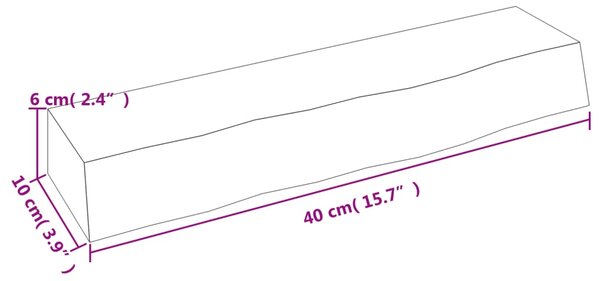 VidaXL Ράφι Τοίχου 40 x 10 x 6 εκ. από Ακατέργαστο Μασίφ Ξύλο Δρυός