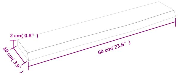 VidaXL Ράφι Τοίχου 60 x 10 x 2 εκ. από Ακατέργαστο Μασίφ Ξύλο Δρυός