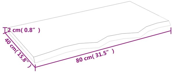 VidaXL Ράφι Τοίχου 80 x 40 x 2 εκ. από Ακατέργαστο Μασίφ Ξύλο Δρυός