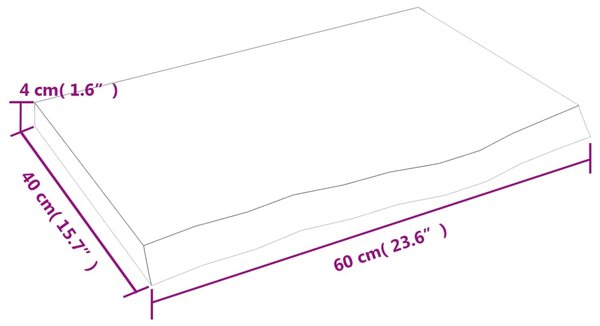 VidaXL Ράφι Τοίχου 60x40x(2-4) εκ. από Ακατέργαστο Μασίφ Ξύλο Δρυός