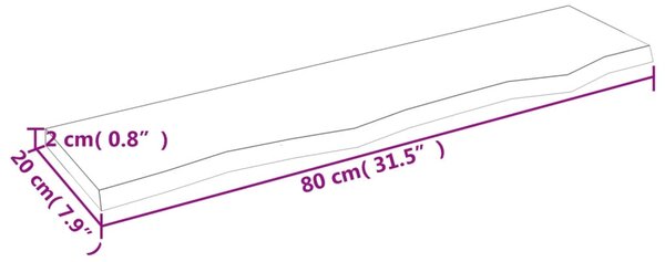 VidaXL Ράφι Τοίχου 80 x 20 x 2 εκ. από Ακατέργαστο Μασίφ Ξύλο Δρυός