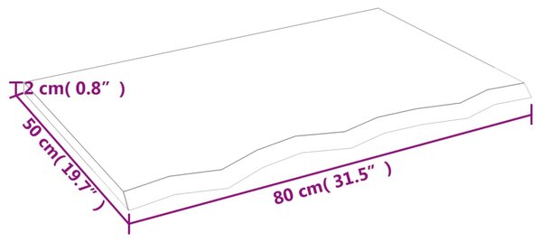 VidaXL Ράφι Τοίχου 80x50x2 εκ. από Ακατέργαστο Μασίφ Ξύλο Δρυός