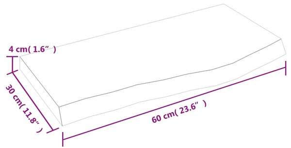 VidaXL Ράφι Τοίχου Ανοιχτό Καφέ 60x30x(2-4)εκ. Επεξ. Μασίφ Ξύλο Δρυός