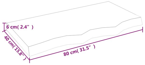 VidaXL Ράφι Τοίχου Ανοιχτό Καφέ 80x40x(2-6)εκ. Επεξ. Μασίφ Ξύλο Δρυός