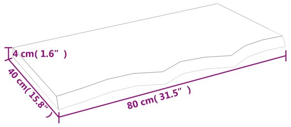 VidaXL Ράφι Τοίχου Ανοιχτό Καφέ 80x40x(2-4)εκ. Επεξ. Μασίφ Ξύλο Δρυός