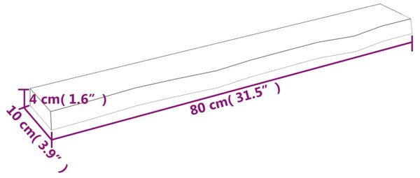 VidaXL Ράφι Τοίχου Σκούρο Καφέ 80x10x4 εκ. Επεξεργ. Μασίφ Ξύλο Δρυός