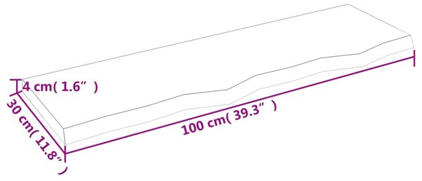 VidaXL Ράφι Τοίχου Ανοιχτό Καφέ 100x30x(2-4)εκ. Επεξ. Μασίφ Ξύλο Δρυός