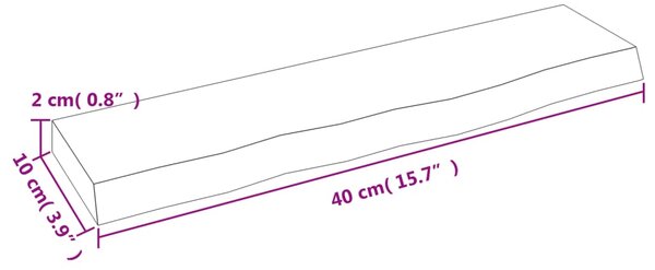 VidaXL Ράφι Τοίχου 40 x 10 x 2 εκ. από Ακατέργαστο Μασίφ Ξύλο Δρυός