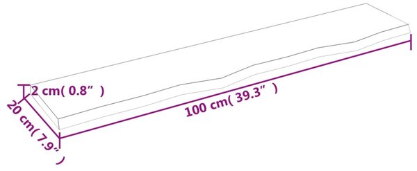 VidaXL Ράφι Τοίχου Ανοιχτό Καφέ 100x20x2 εκ. Επεξεργ. Μασίφ Ξύλο Δρυός