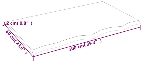 VidaXL Ράφι Τοίχου 100 x 60 x 2 εκ. από Ακατέργαστο Μασίφ Ξύλο Δρυός