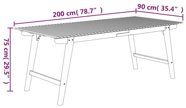 VidaXL Τραπέζι Κήπου 200x90x75 εκ. από Μασίφ Ξύλο Ακακίας