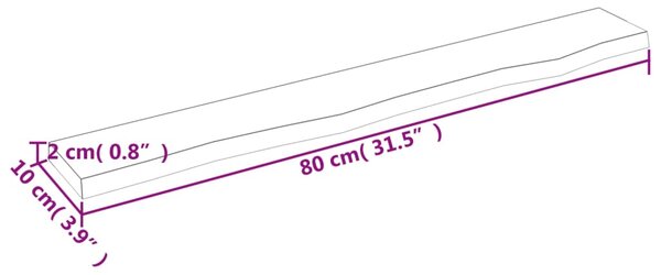 VidaXL Ράφι Τοίχου Σκούρο Καφέ 80x10x2 εκ. Επεξεργ. Μασίφ Ξύλο Δρυός