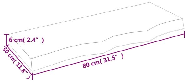 VidaXL Ράφι Τοίχου Ανοιχτό Καφέ 80x30x(2-6)εκ. Επεξ. Μασίφ Ξύλο Δρυός