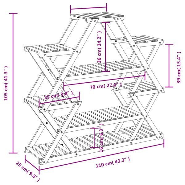 VidaXL Βάση Λουλουδιών 110x25x105 εκ. από Μασίφ Ξύλο Ελάτης