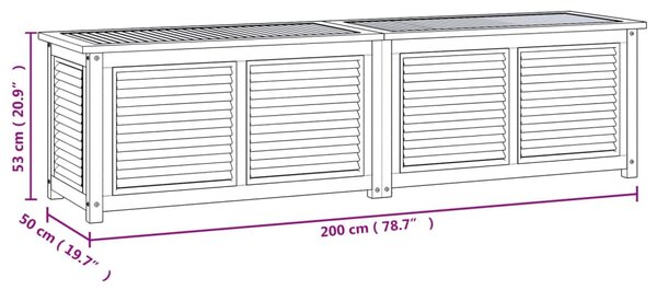 VidaXL Μπαούλο Αποθήκευσης Κήπου με Τσάντα 200x50x53εκ Μασίφ Ξύλο Teak