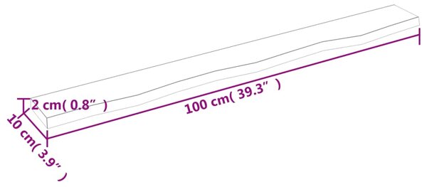 VidaXL Ράφι Τοίχου 100x10x2 εκ. από Ακατέργαστο Μασίφ Ξύλο Δρυός