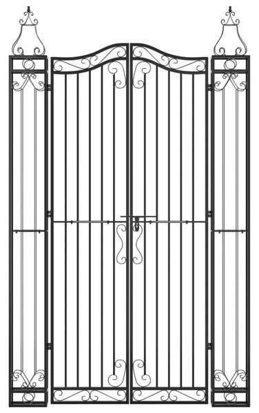 VidaXL Πύλη Κήπου Μαύρη 121 x 8 x 200 εκ. από Σφυρήλατο Σίδερο