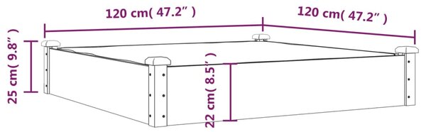 VidaXL Ζαρντινιέρα Υπερυψ. με Επένδυση Γκρι 120x120x25 εκ. Μασίφ Ελάτη