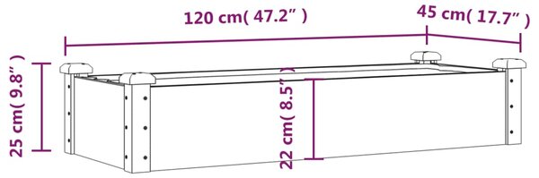 VidaXL Ζαρντινιέρα Υπερυψ. με Επένδυση Καφέ 120x45x25 εκ. Μασίφ Ελάτη