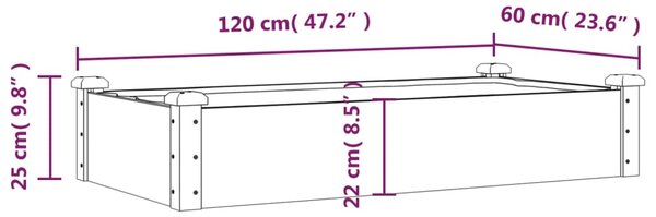 VidaXL Ζαρντινιέρα Υπερυψ. με Επένδυση Καφέ 120x60x25 εκ. Μασίφ Ελάτη