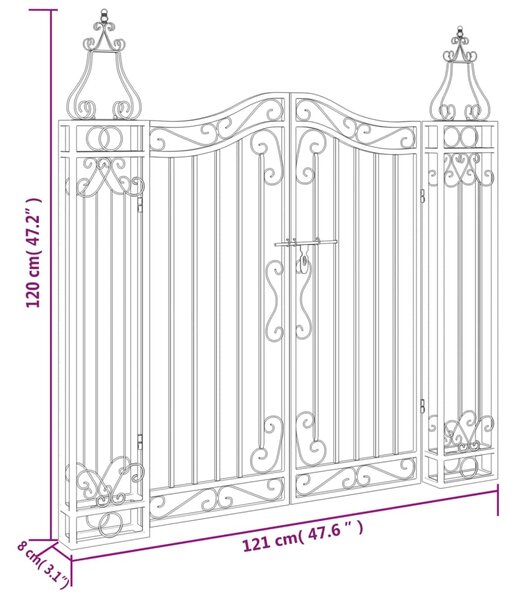 VidaXL Πύλη Κήπου Μαύρη 121 x 8 x 120 εκ. από Σφυρήλατο Σίδερο