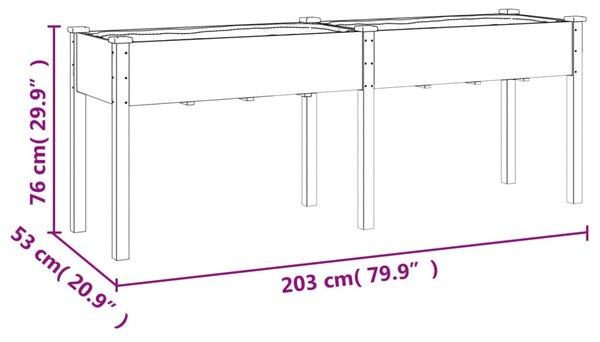 VidaXL Γλάστρα με Επένδυση 203 x 53 x 76 εκ. από Μασίφ Ξύλο Ελάτης