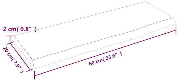 VidaXL Ράφι Τοίχου 60 x 20 x 2 εκ. από Ακατέργαστο Μασίφ Ξύλο Δρυός