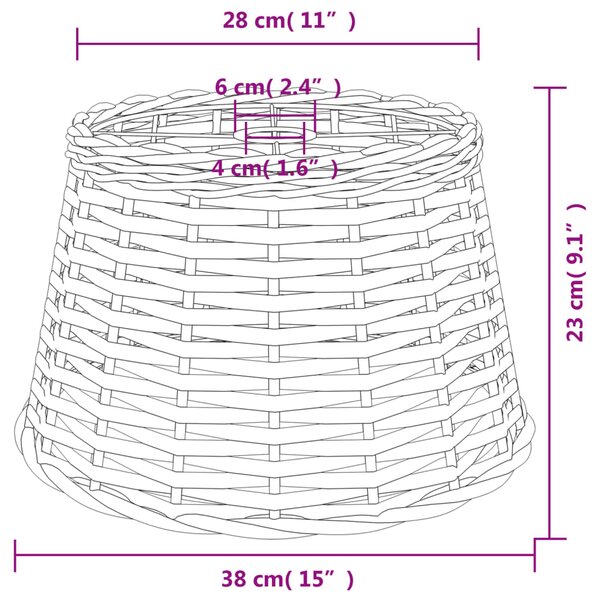 VidaXL Καπέλο Φωτιστικού Οροφής Καφέ Ø38x23 εκ. από Wicker