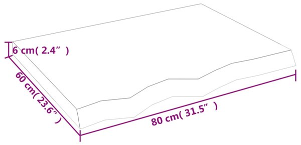 VidaXL Ράφι Τοίχου 80x60x(2-6) εκ. από Ακατέργαστο Μασίφ Ξύλο Δρυός