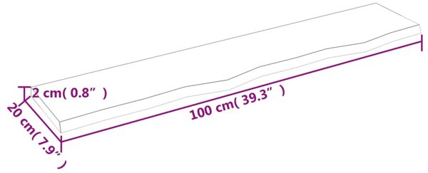 VidaXL Ράφι Τοίχου 100 x 20 x 2 εκ. από Ακατέργαστο Μασίφ Ξύλο Δρυός