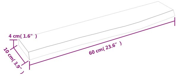 VidaXL Ράφι Τοίχου 60 x 10 x 4 εκ. από Ακατέργαστο Μασίφ Ξύλο Δρυός