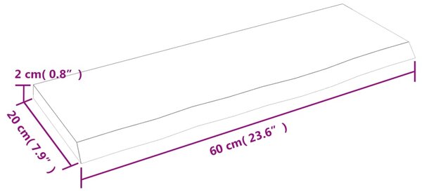 VidaXL Ράφι Τοίχου Σκούρο Καφέ 60x20x2 εκ. Επεξεργ. Μασίφ Ξύλο Δρυός