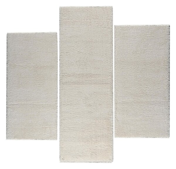 Χαλιά Κρεβατοκάμαρας (Σετ 3τμχ) Polcarpet Satin Shaggy Beige