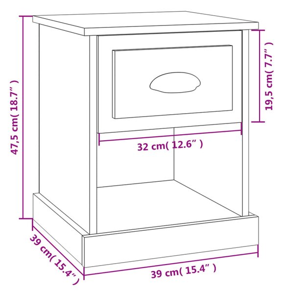 VidaXL Κομοδίνο Sonoma Δρυς 39x39x47,5 εκ. από Επεξεργασμένο Ξύλο