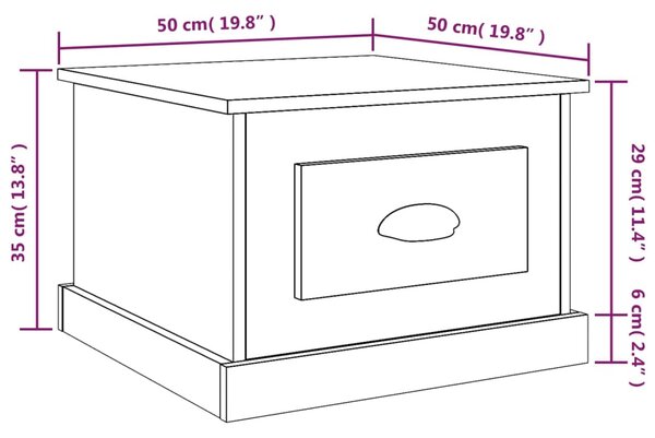 VidaXL Τραπεζάκι Σαλονιού Γκρι Σκυρ. 50x50x35 εκ. Επεξεργασμένο Ξύλο