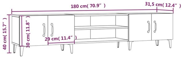 VidaXL Έπιπλο Τηλεόρασης Καπνιστή Δρυς 180 x 31,5 x 40 εκ. Επεξ. Ξύλο