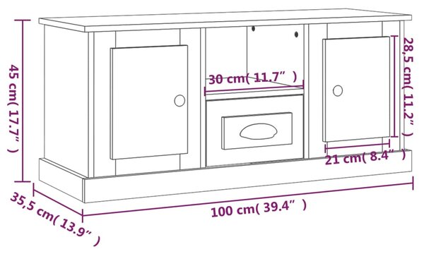 VidaXL Έπιπλο Τηλεόρασης Μαύρο 100x35,5x45εκ. Επεξ. Επεξεργασμένο Ξύλο