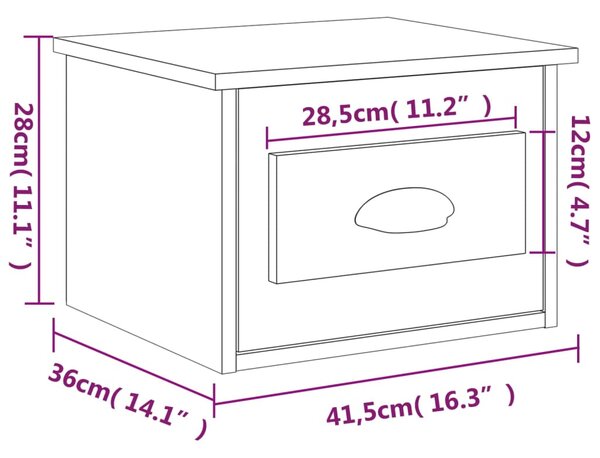 VidaXL Κομοδίνο Επιτοίχιο Καπνιστή Δρυς 41,5 x 36 x 28 εκ