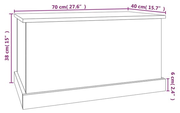 VidaXL Κουτί Αποθήκευσης Μαύρο 70x40x38 εκ. Επεξεργασμένο Ξύλο