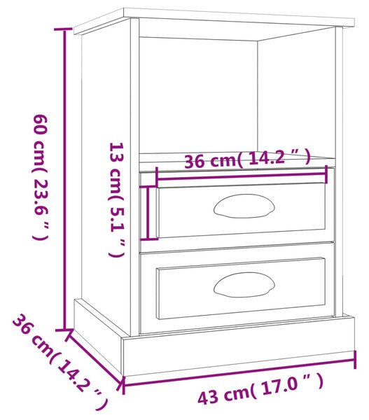 VidaXL Κομοδίνο Μαύρο 43 x 36 x 60 εκ