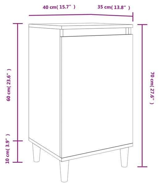 VidaXL Κομοδίνα 2 τεμ. Γυαλ. Λευκό 40x35x70 εκ. από Επεξεργασμένο Ξύλο