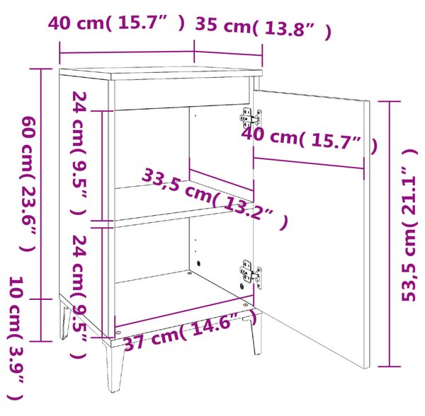 VidaXL Κομοδίνο Sonoma Δρυς 40x35x70 εκ. από Επεξεργασμένο Ξύλο