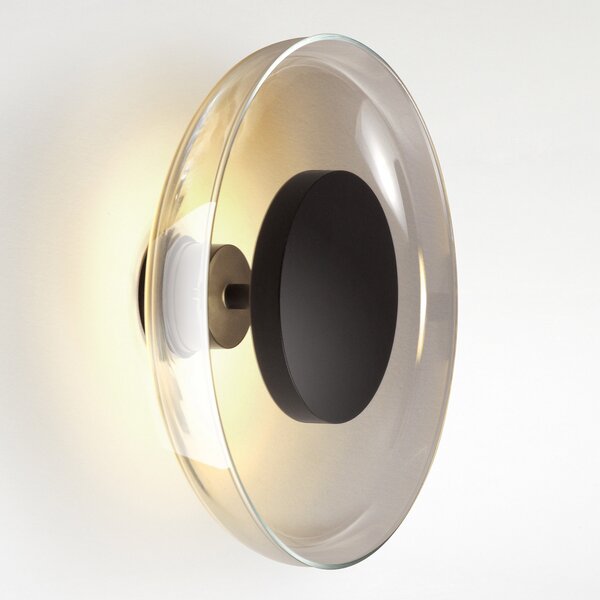 MARSET Aura LED φωτιστικό τοίχου, Ø 25 cm, γκρι καπνός, ρυθμιζόμενος, Γκρι, Σαλόνι / τραπεζαρία, Γυαλί, σχεδιασμός