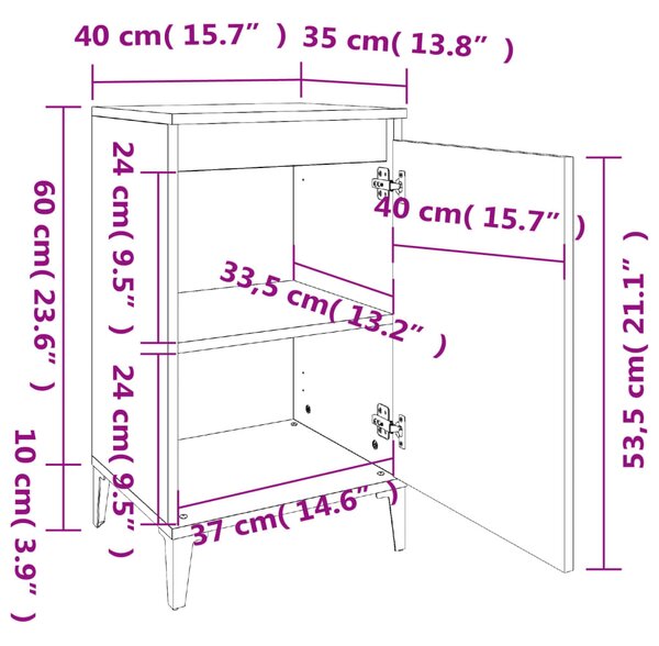 VidaXL Κομοδίνο Μαύρο 40 x 35 x 70 εκ. από Επεξεργασμένο Ξύλο