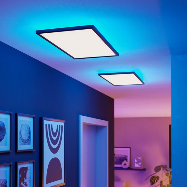 EGLO connect LED φωτιστικό οροφής Rovito-Z, μαύρο, 57 x 30 cm, ρυθμιζόμενος, Μαύρο, Σαλόνι / τραπεζαρία, Πλαστικό