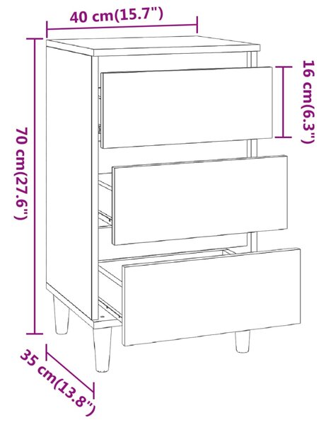 VidaXL Κομοδίνο Γυαλιστερό Λευκό 40 x 35 x 70 εκ. Επεξεργασμένο Ξύλο