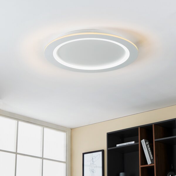 EGLO connect LED φωτιστικό οροφής Padrogiano-Z, Ø 60 cm, λευκό, ρυθμιζόμενος, Λευκό, Σαλόνι / τραπεζαρία, Μέταλλο, σύγχρονο